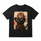 Samurai Cat Warrior Graphic T-Shirt Ukiyo Ink Japanese Art Tee