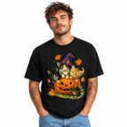 Cute Cats Pumpkin Witch Halloween Kitten Spooky Fall Graphic Men's T-Shirt