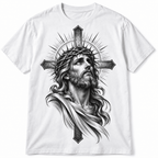 Jesus Crown of Thorns Cross Christian Faith Graphic Men's T-Shirt