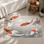 Koi Fish Bath Rug Quick Dry Super Absorbent Non Slip Asian Inspired Decor