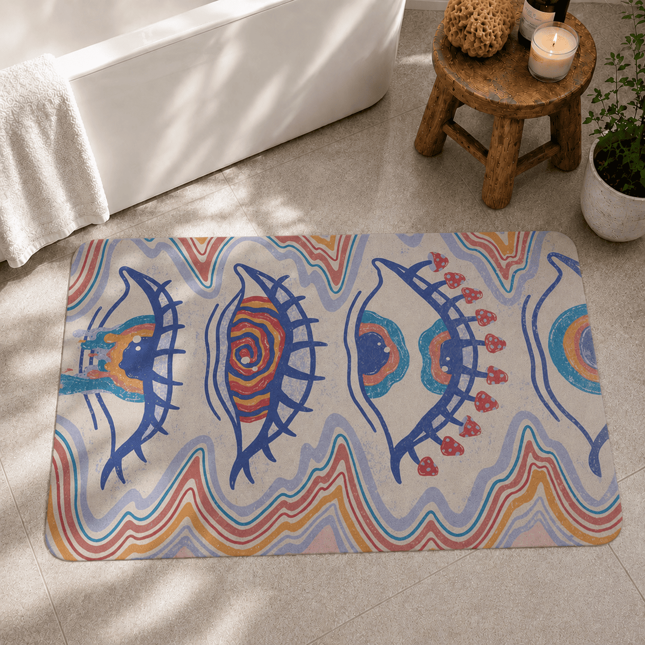 Trippy Eyes Non-Slip Livingroom Carpet, Psychedelic Bedroom Rug, Fluid Eyes Bathroom Mat, New Home Door Mat Gift Idea For Friend, Custom Rug