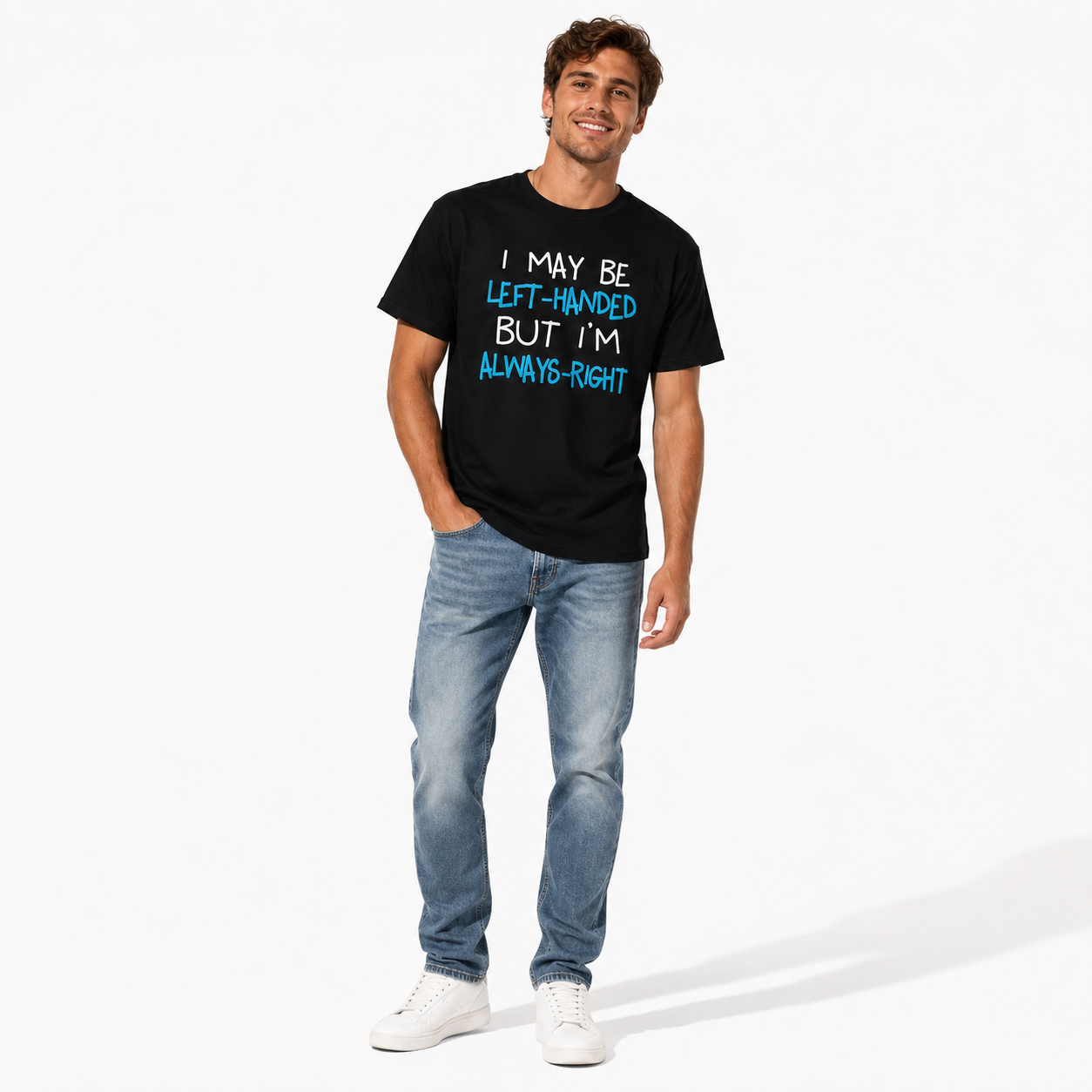 Funny Left Handed Quote Graphic T-Shirt Lefty Humor Novelty Tee for Men