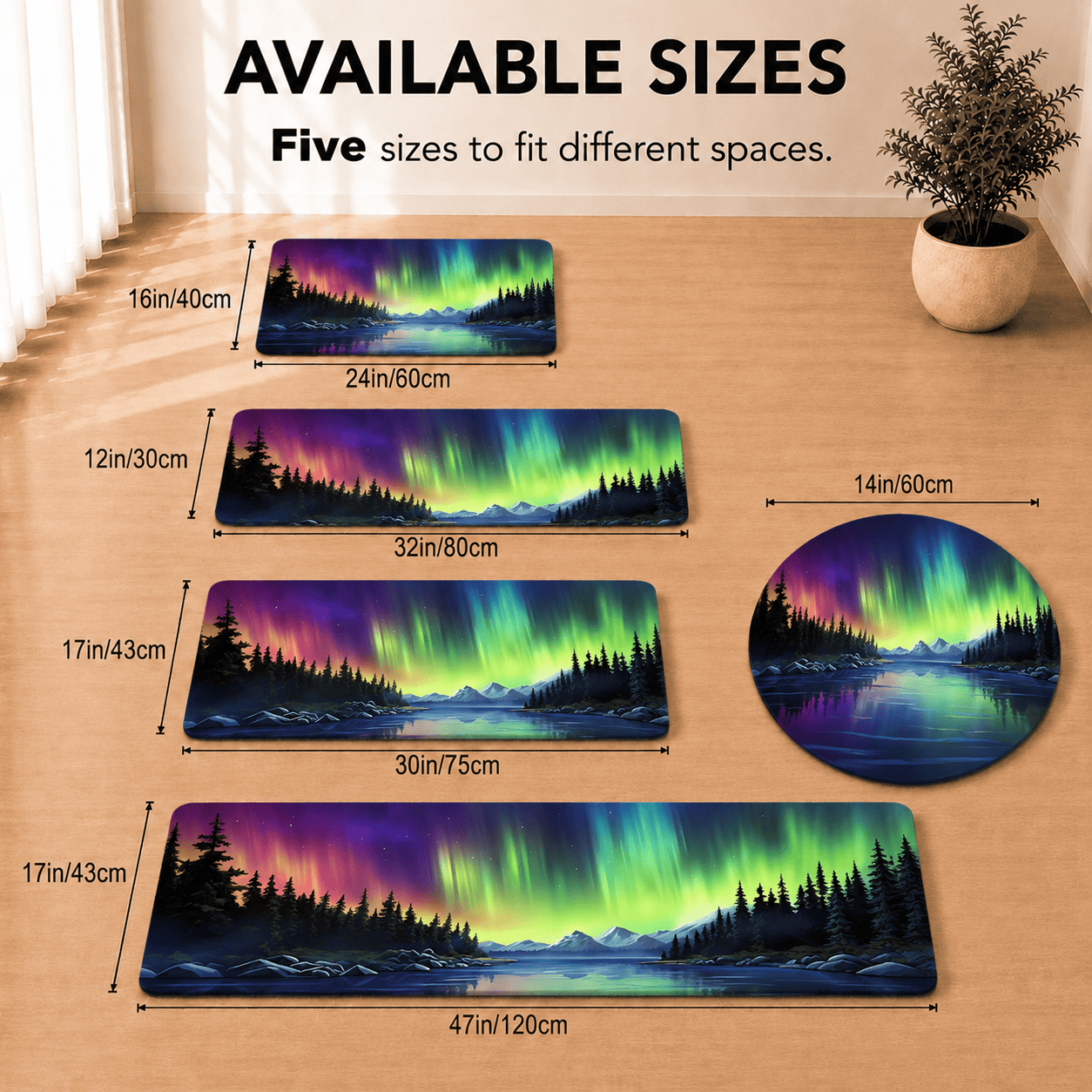 Northern Lights Mountain Lake Door Mat Quick Dry Super Absorbent Non Slip