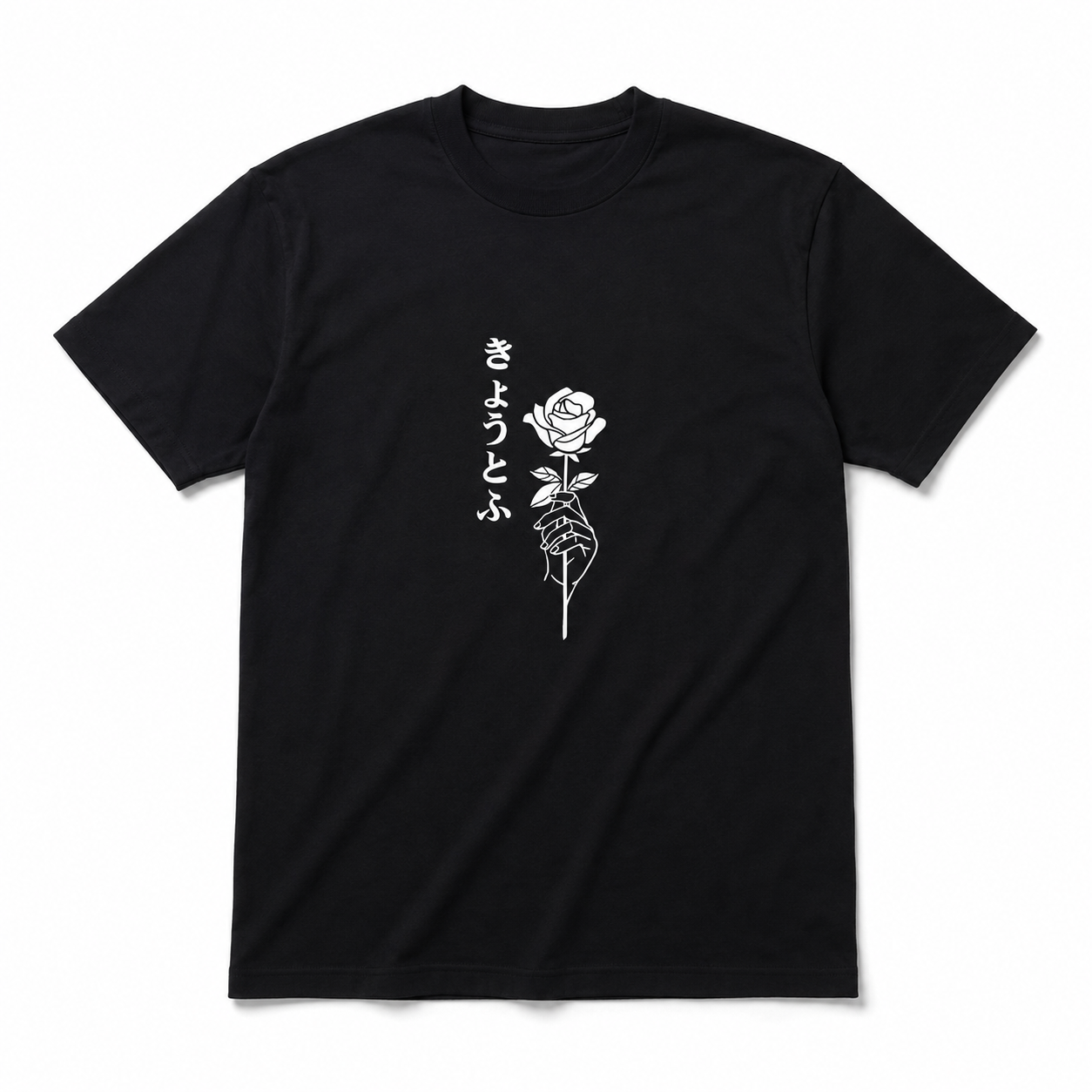 Japanese Rose Graphic T-Shirt Minimalist Kanji Aesthetic Unisex Tee