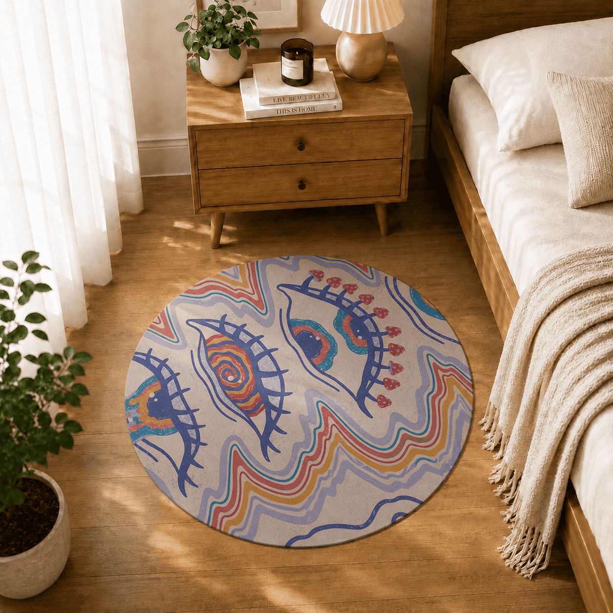 Trippy Eyes Bath Rug Quick Dry Super Absorbent Non Slip Psychedelic Decor