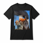 Funny 911 Rigby Cat Meme Graphic T-Shirt for Men Gag Humor Tee