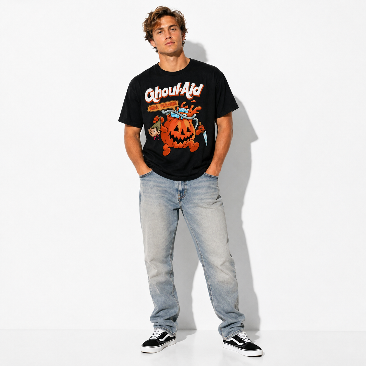 Ghoul Aid Funny Halloween Pumpkin Monster Spooky Horror Graphic Men's T-Shirt