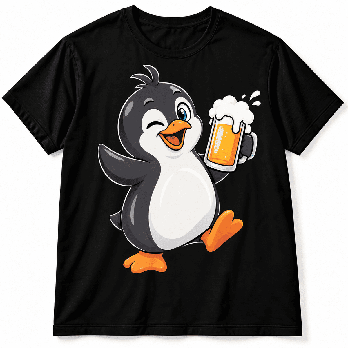 Funny Beer Drinking Penguin Party Men's Graphic T-Shirt