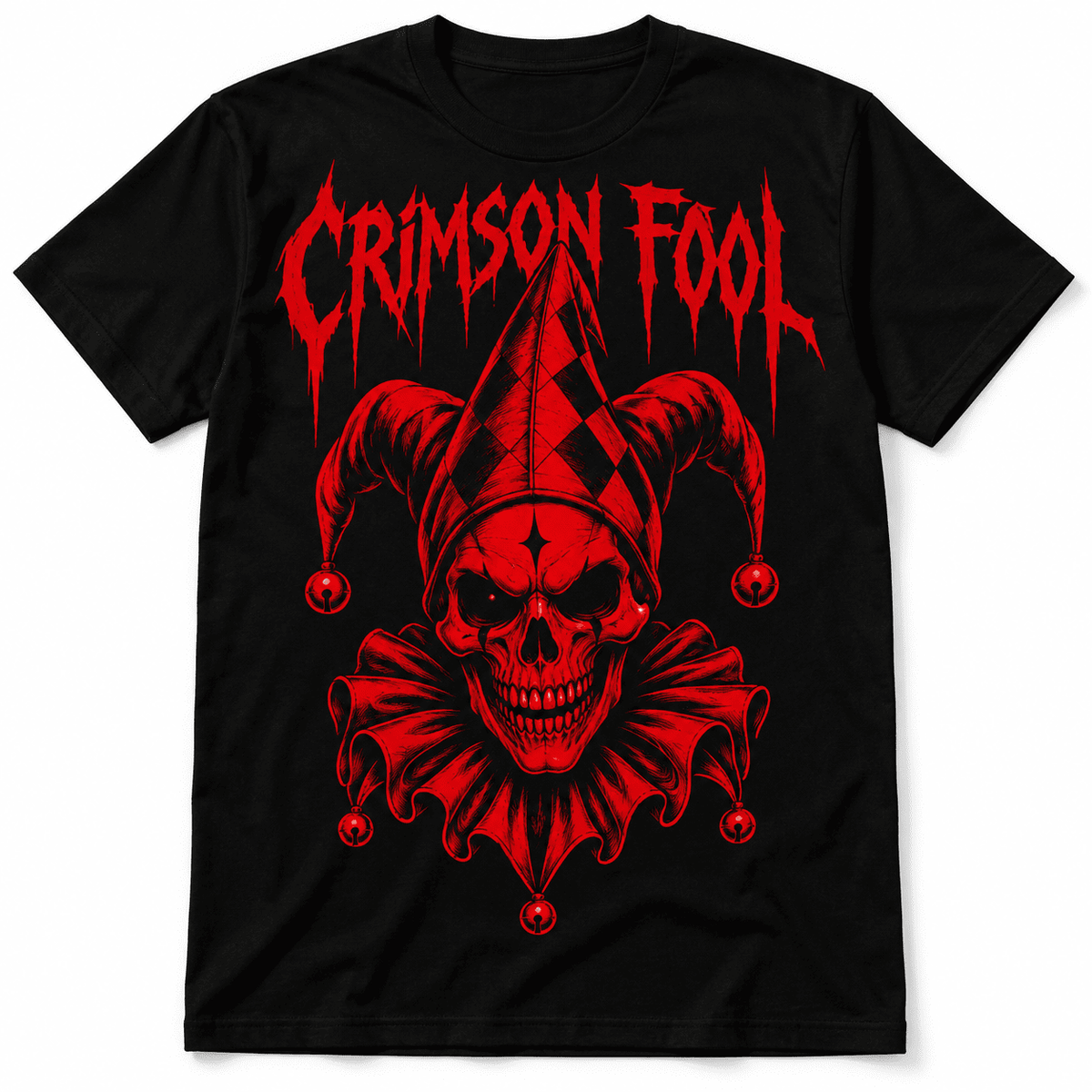 Crimson Fool Jester Skull Gothic Horror Dark Fantasy Men's T-Shirt