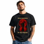 Hello Darkness My Old Friend Black Cat Blood Moon Gothic Men's T-Shirt