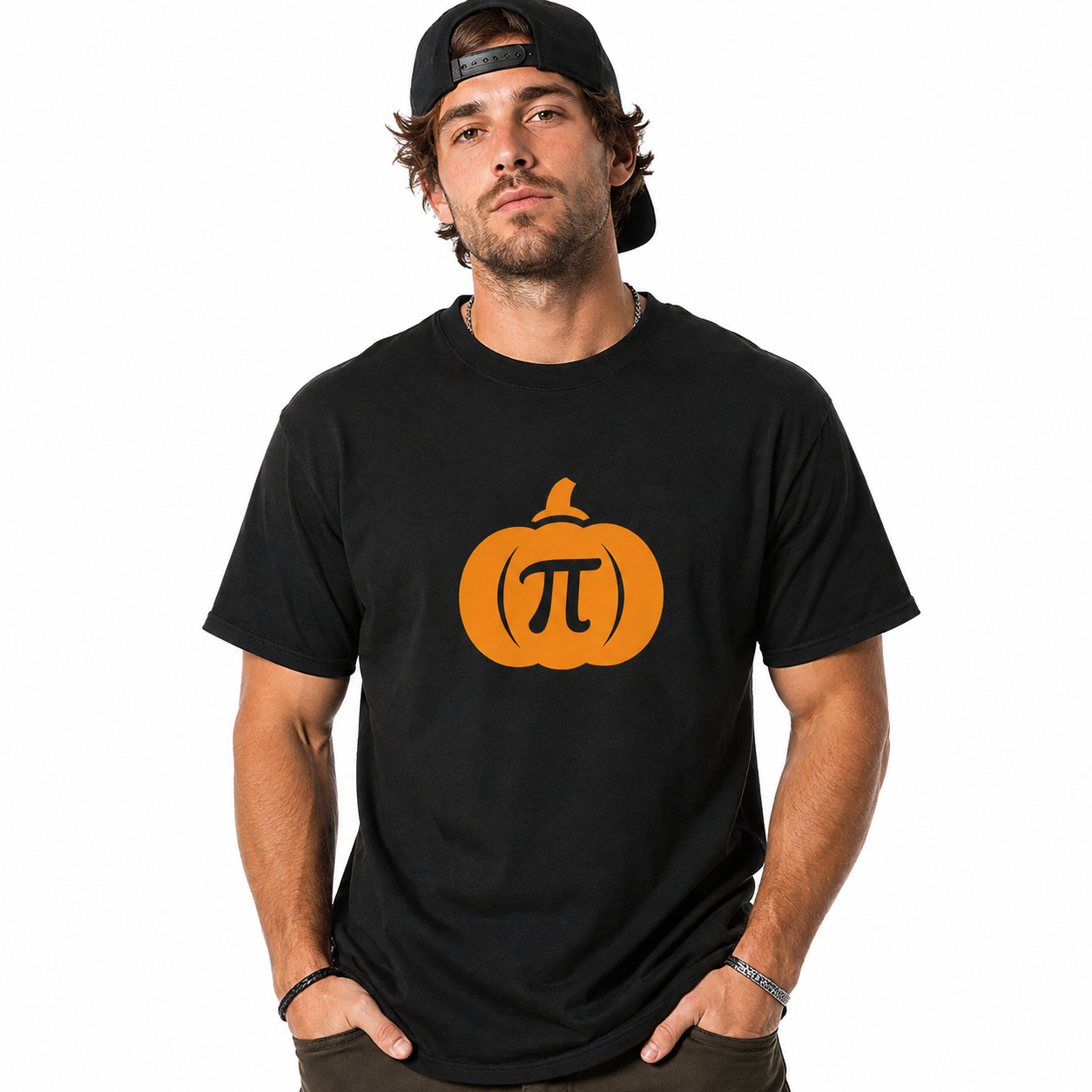 Pi Pumpkin Math Halloween Funny Geek Nerd Teacher Graphic Men's T-Shirt