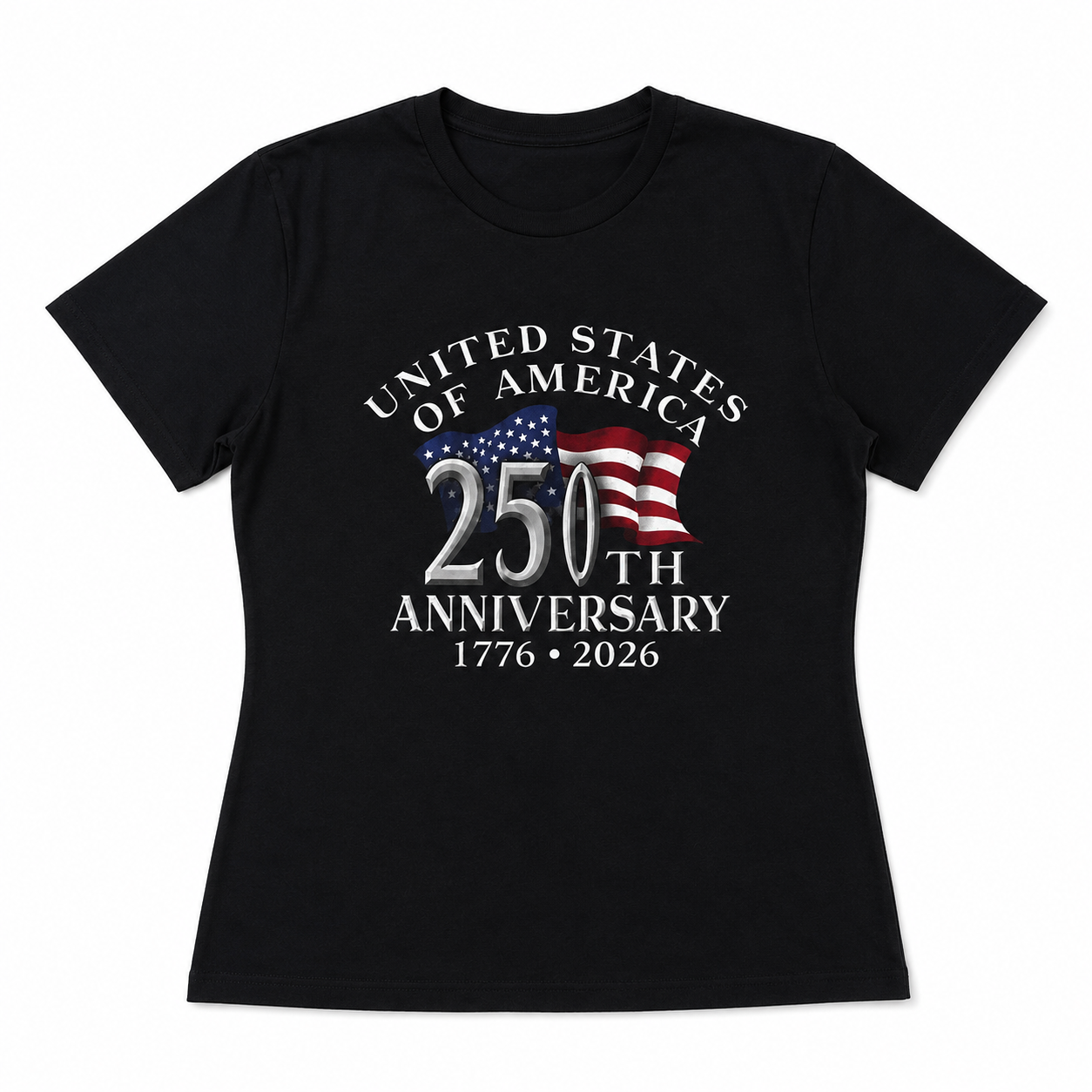 USA 250 Years of Graphic Casual Round-Neck Sweater Soft Graphic Womens Tee