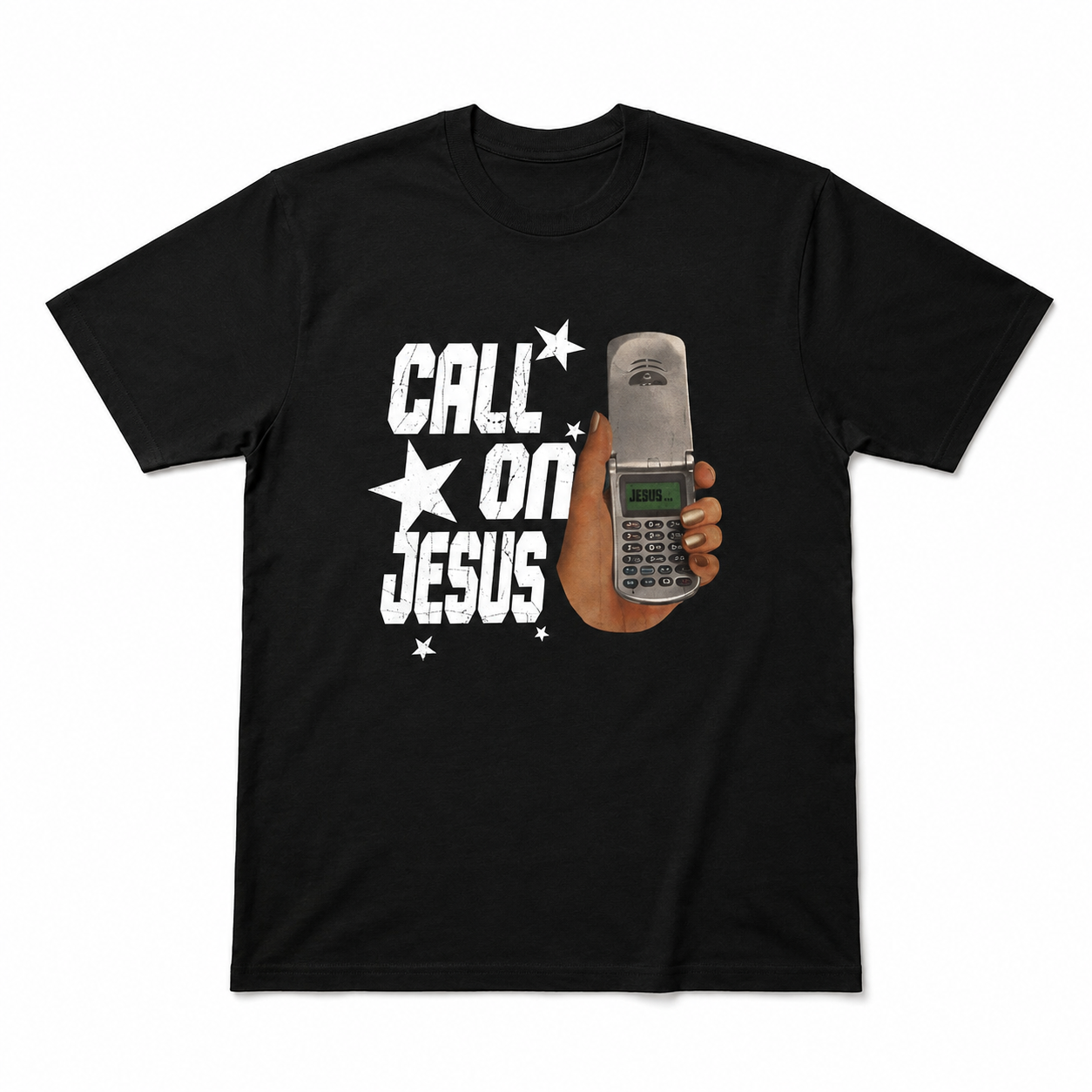 Call on Jesus Vintage Christian Faith Graphic T-Shirt Men's Religious Tee