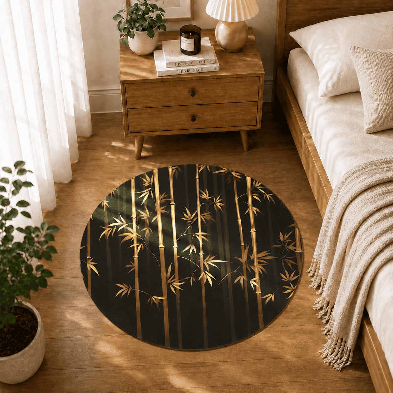 Bamboo Forest Entryway Mat Quick Dry Super Absorbent Non Slip Nature Decor