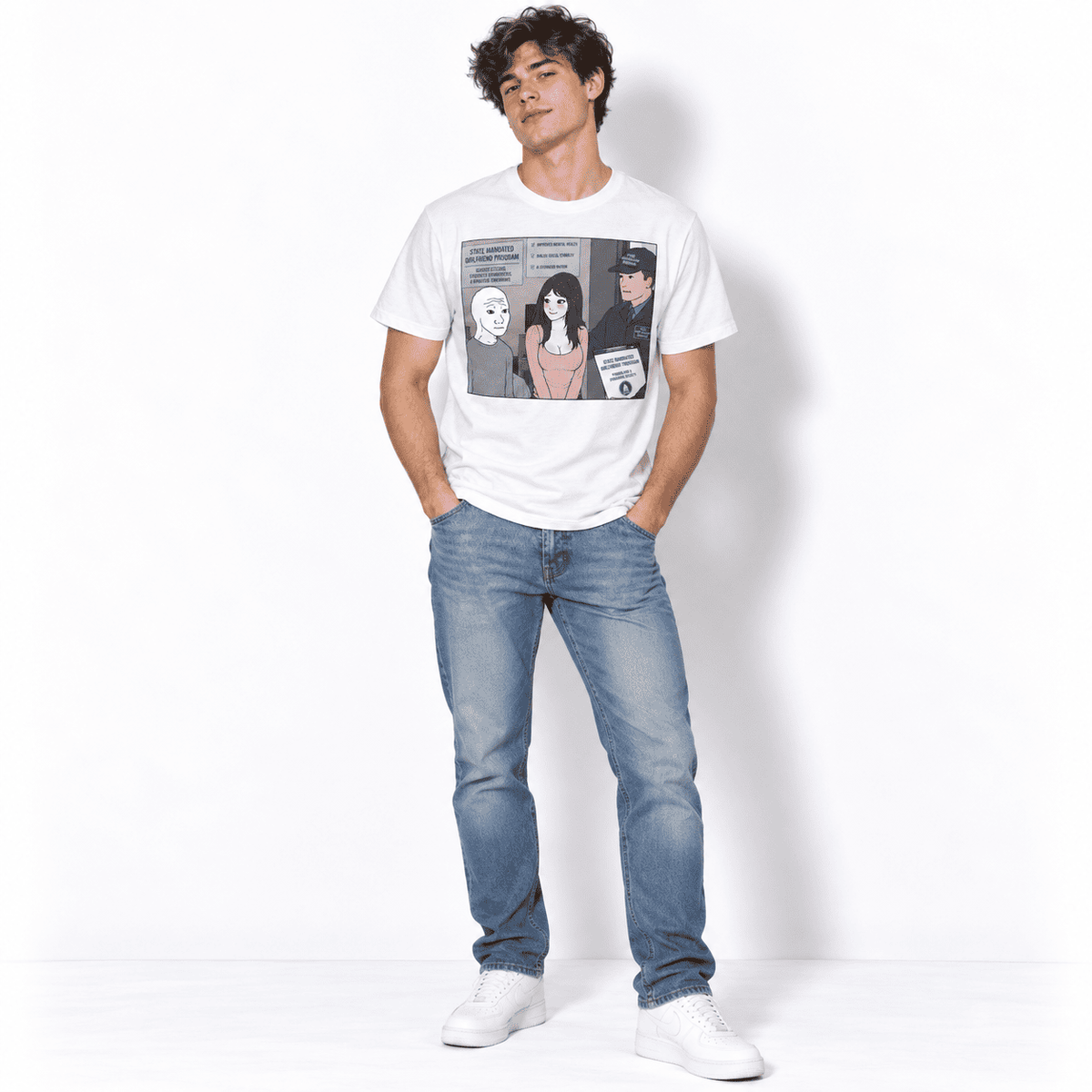 State Mandated Girlfriend Program Satire Meme Men's Graphic T-Shirt