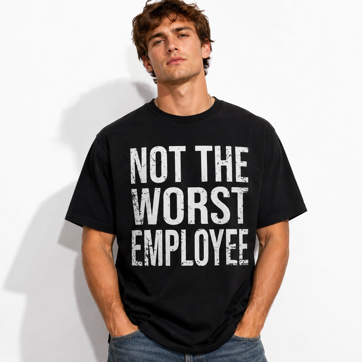 Funny Not The Worst Employee Graphic Tee Vintage Shirt for Men