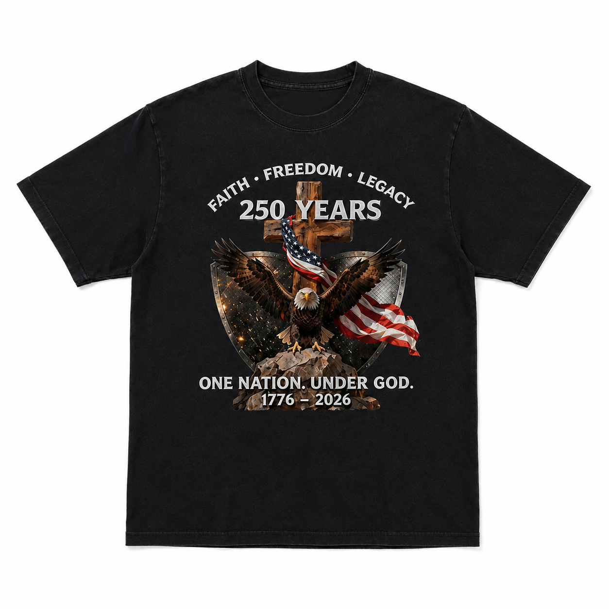 USA 250th Anniversary T Shirt 1776 2026 Eagle Patriotic July 4th Graphic Tee