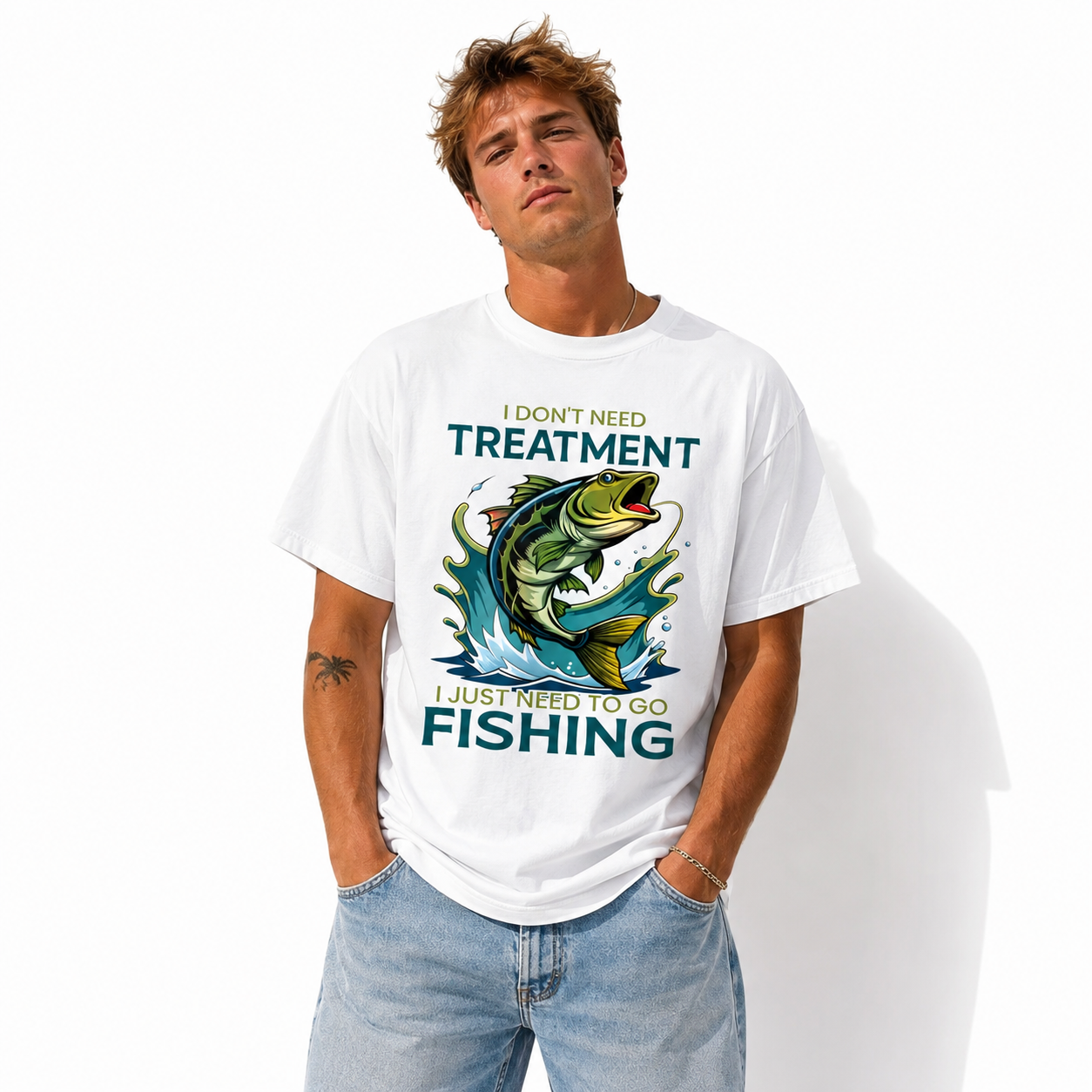 Fishing Rod Graphic T Shirt Fisherman Angler Outdoor Casual Tee Gift for Men