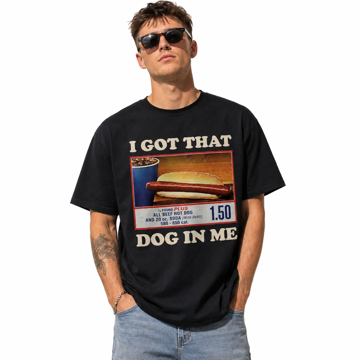 Funny I Got That Dog In Me 4th of July Patriotic Meme Graphic T-Shirt