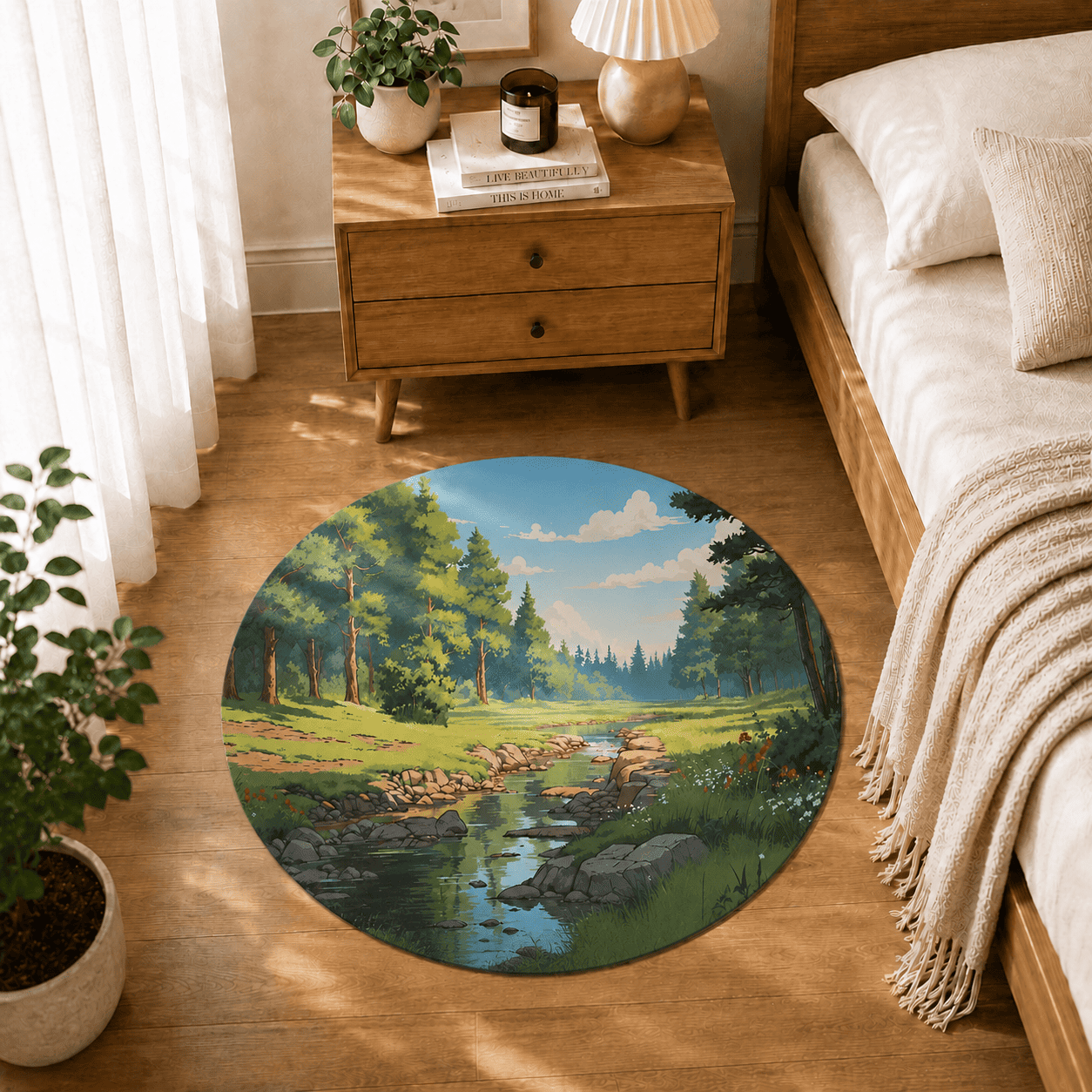 Scenic Forest Laundry Room Mat Quick Dry Super Absorbent Non Slip Nature Decor