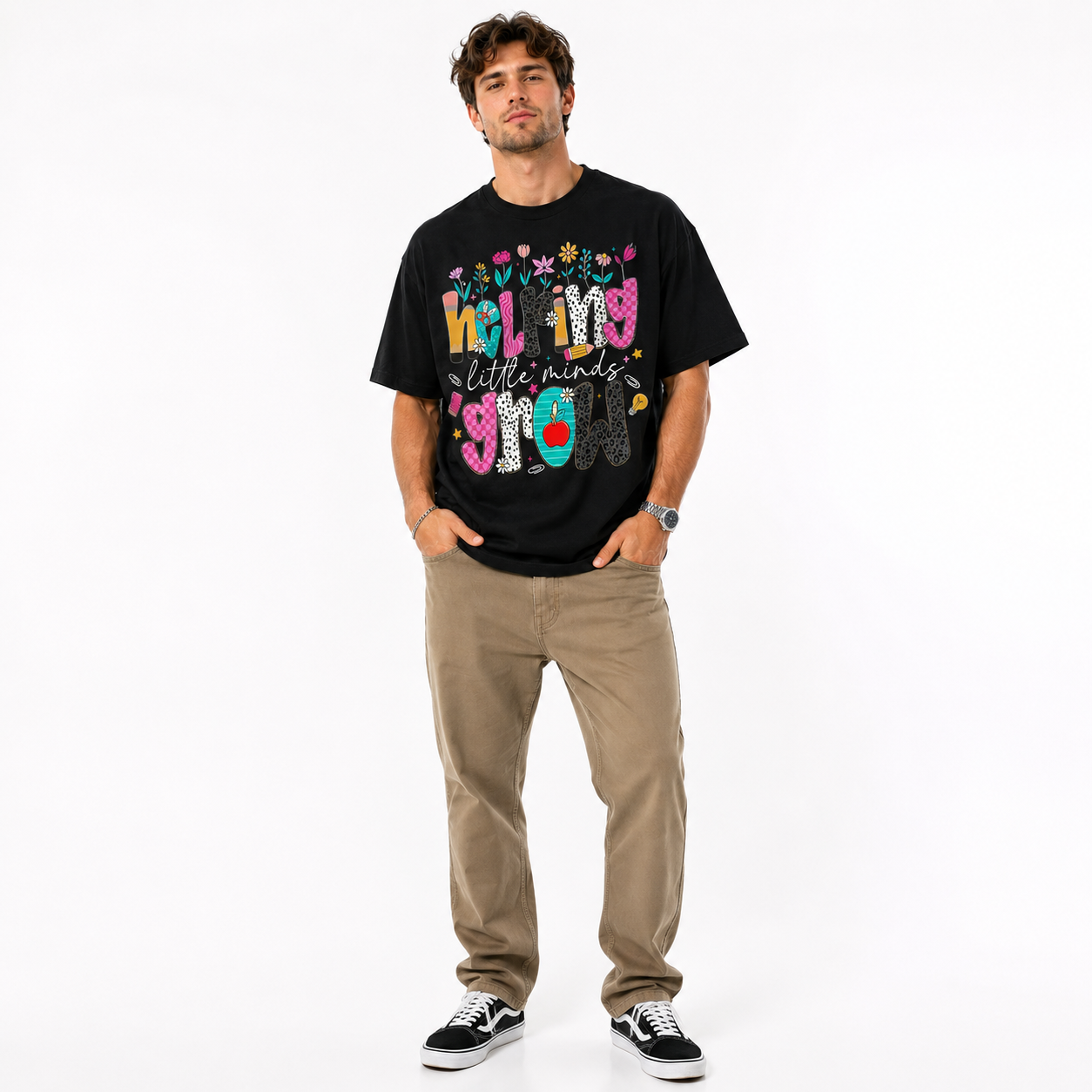 Helping Little Minds Grow Graphic T-Shirt Men’s Teacher Appreciation Tee