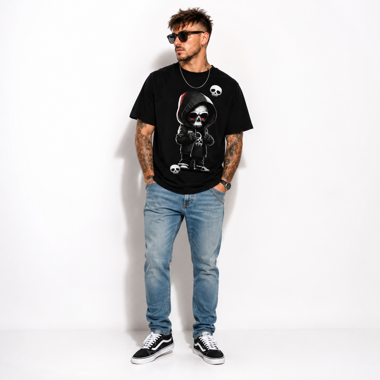 Cute Grim Reaper Skull Gothic Dark Humor Biker Graphic Men's T-Shirt
