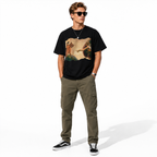 Funny Cat Swatting God's Hand Graphic T-Shirt for Men Meme Tee