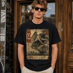 Cthulhu Kraken Japanese Sea Monster T-Shirt Retro Kanji Horror Graphic Tee