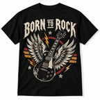 Born to Rock Winged Guitar Vintage Rock Music Graphic Men's T-Shirt