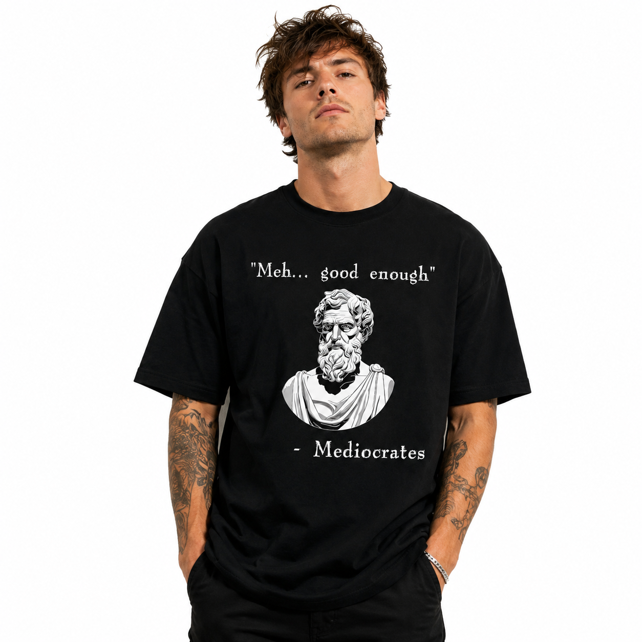 Funny Good Enough Philosopher Mediocrates History Meme Graphic T-Shirt