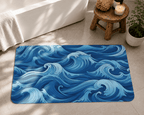 Ocean Waves Floor Mat Quick Dry Super Absorbent Non Slip Coastal Home Decor