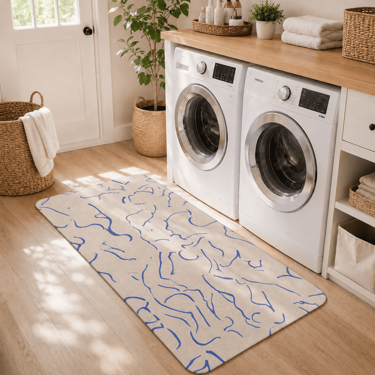 Modern Women Body Bath Mat Quick Dry Super Absorbent Non Slip Abstract Art Decor