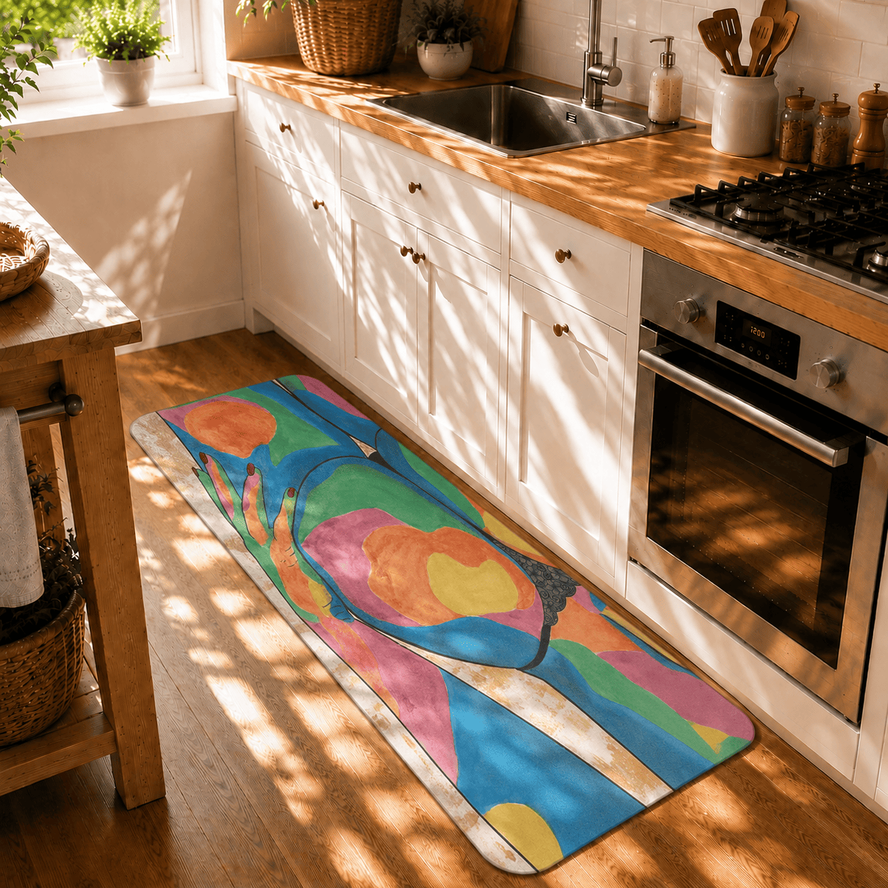 Abstract Women Body Art Bath Rug Quick Dry Super Absorbent Non Slip Pop Art Decor