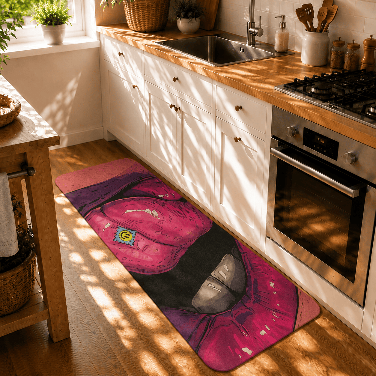 Psychedelic Lips Floor Mat Quick Dry Super Absorbent Non Slip Pop Art Decor