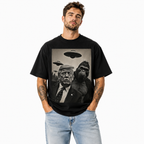 Funny UFO Gorilla Political Satire Graphic T-Shirt Men’s Vintage Tee