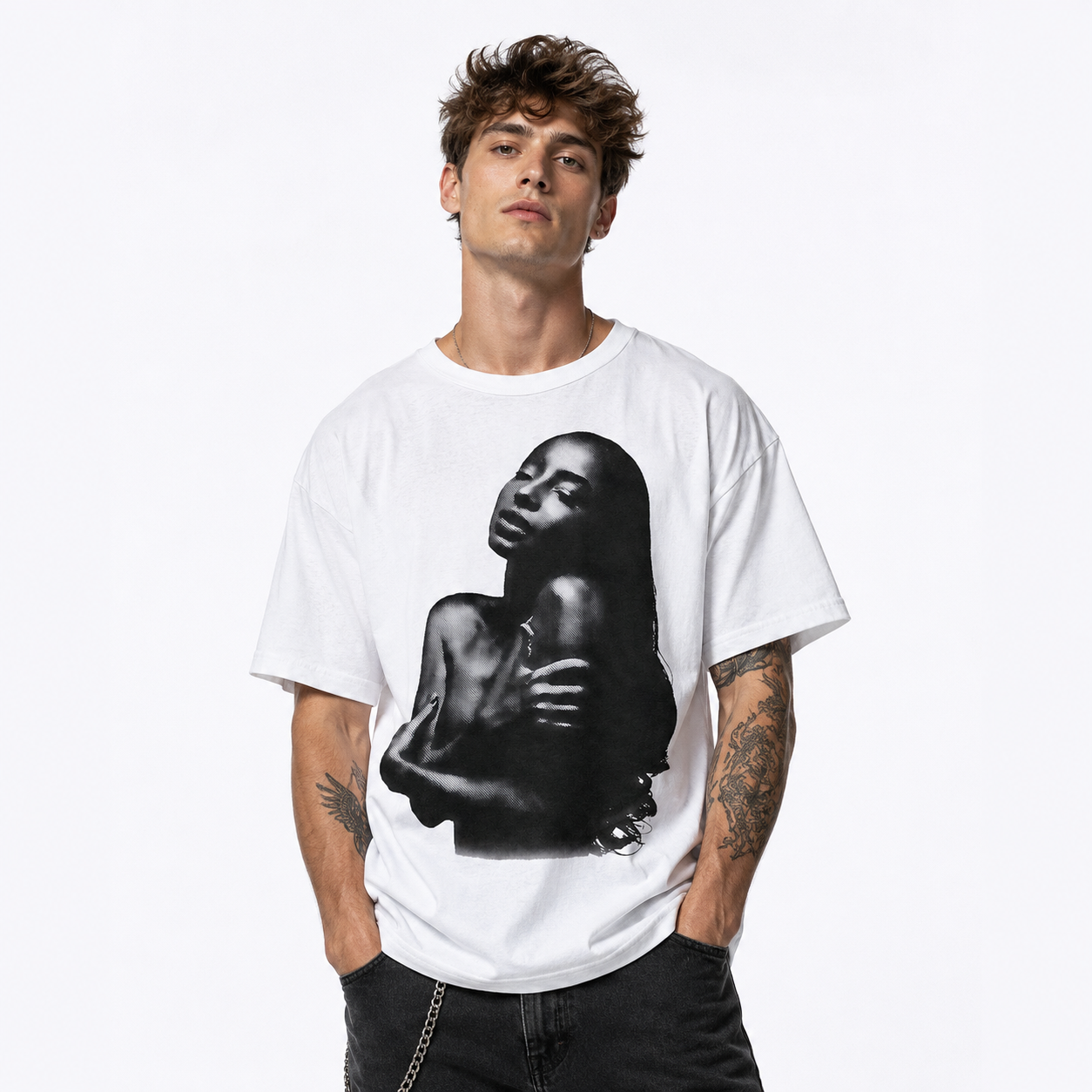 Men's Vintage Portrait Graphic T-Shirt Streetwear Cotton Tee