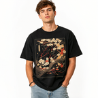 Japanese Woodblock Cherry Blossom Graphic T-Shirt Floral Art Tee