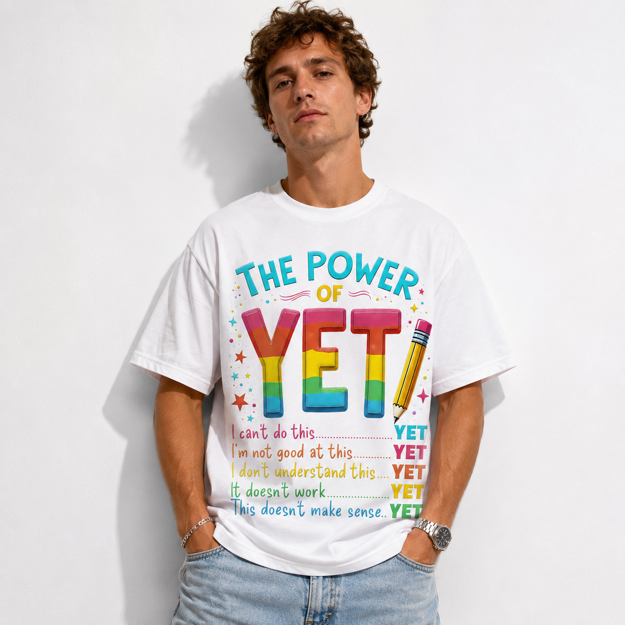 The Power of Yet Graphic T-Shirt Motivational Teacher School Tee