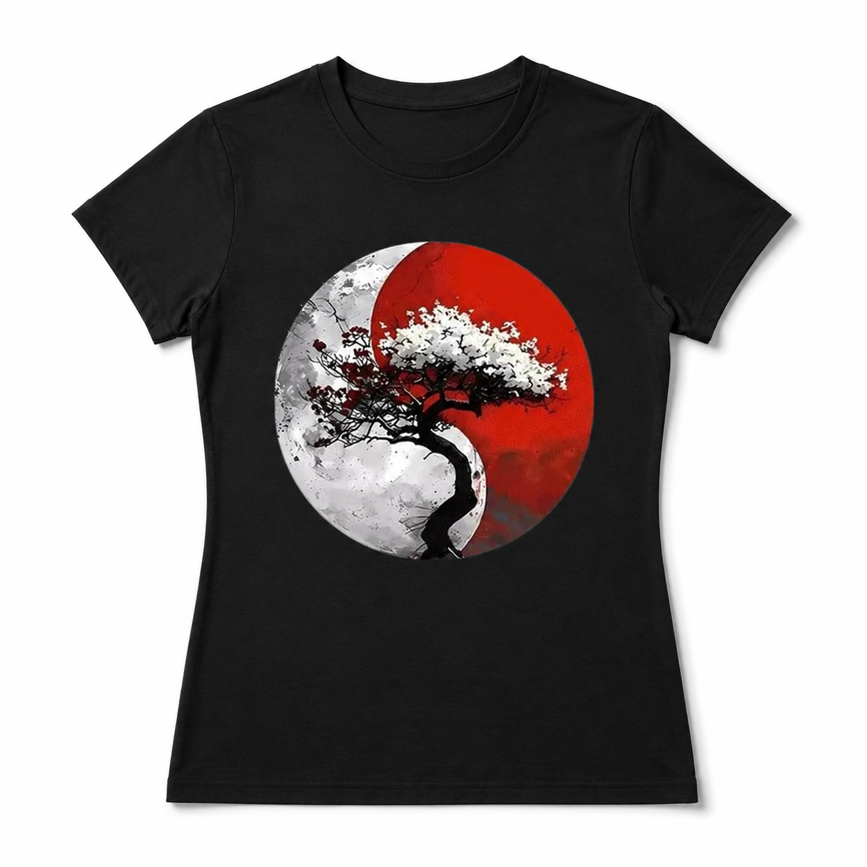 Women Yin Yang Tree Of Life Graphic T-Shirt Spiritual Casual Crew Neck Tee Top