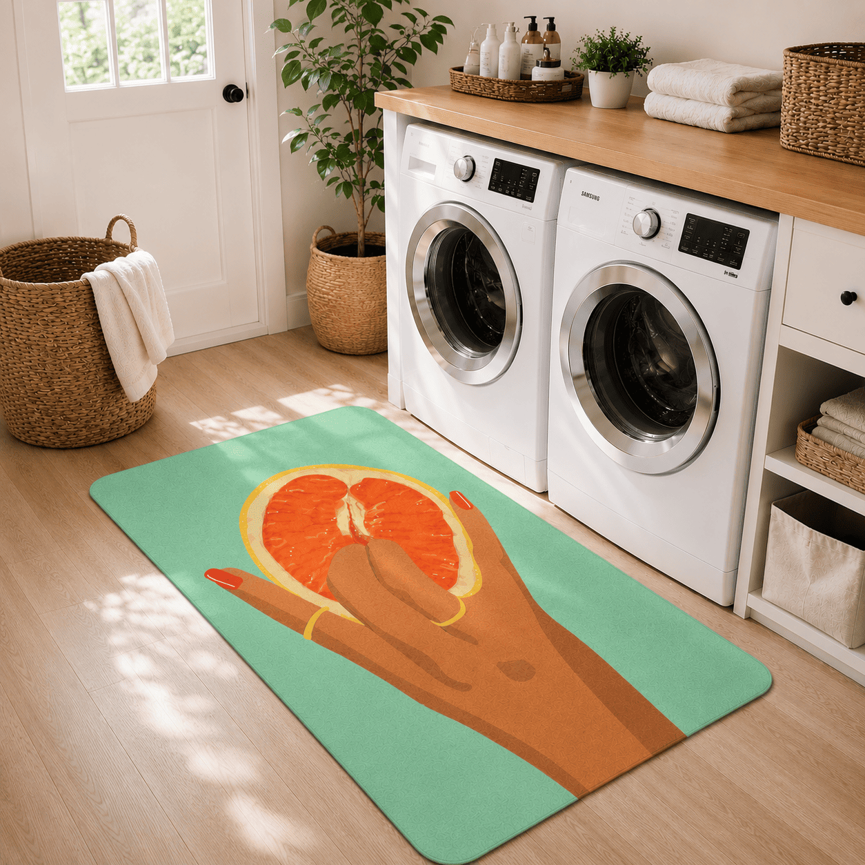 Funny Fruit Bath Mat Quick Dry Super Absorbent Non Slip Body Positive Decor