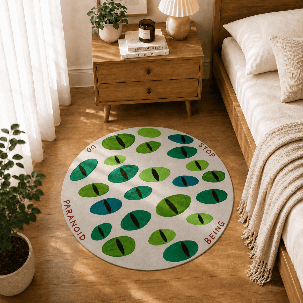 Paranoid Eyes Floor Mat Quick Dry Super Absorbent Non Slip Psychedelic Decor