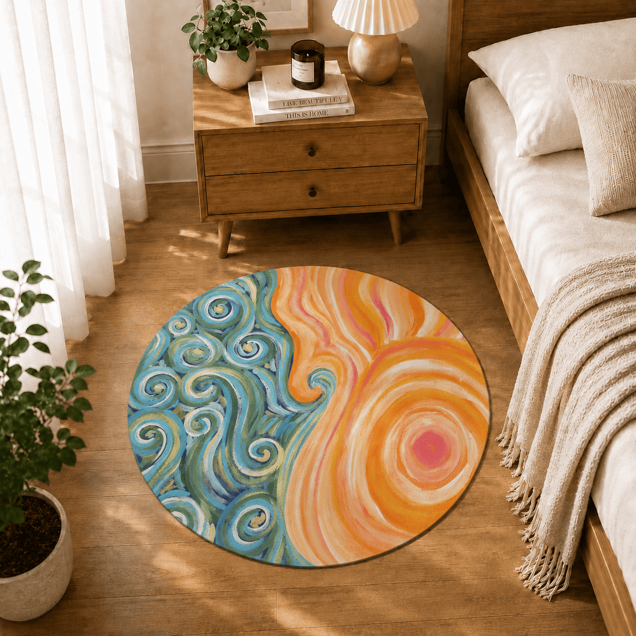 Sun and Sea Floor Mat Quick Dry Super Absorbent Non Slip Summer Coastal Decor