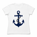 Women Nautical Anchor Graphic T-Shirt Casual Summer Crew Neck White Tee Top