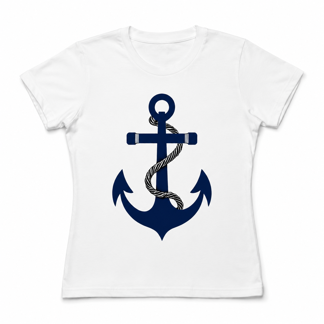 Women Nautical Anchor Graphic T-Shirt Casual Summer Crew Neck White Tee Top