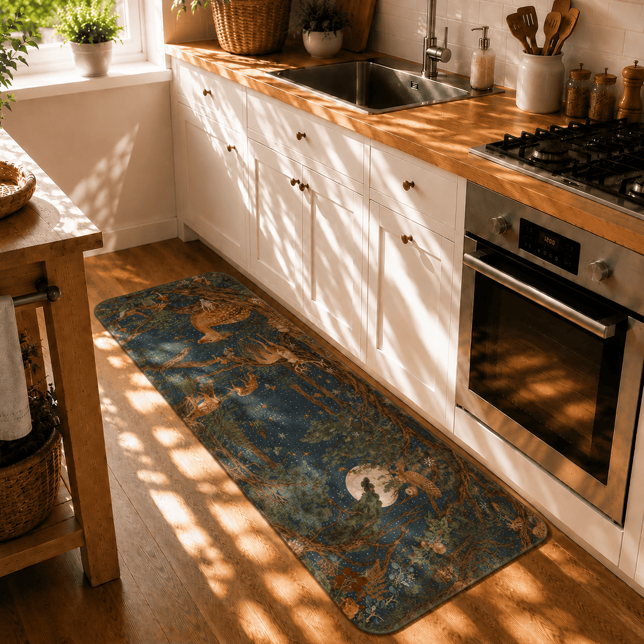 William Morris Woodland Bath Rug Quick Dry Super Absorbent Non Slip Forest Animals