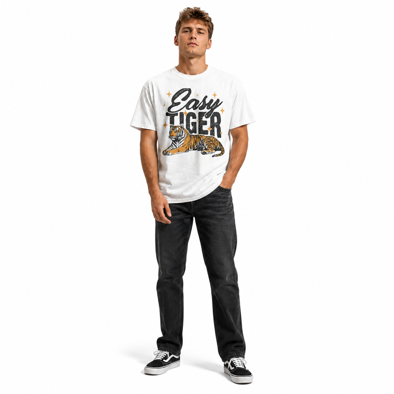 Easy Tiger Funny Vintage Tiger Graphic Men's T-Shirt