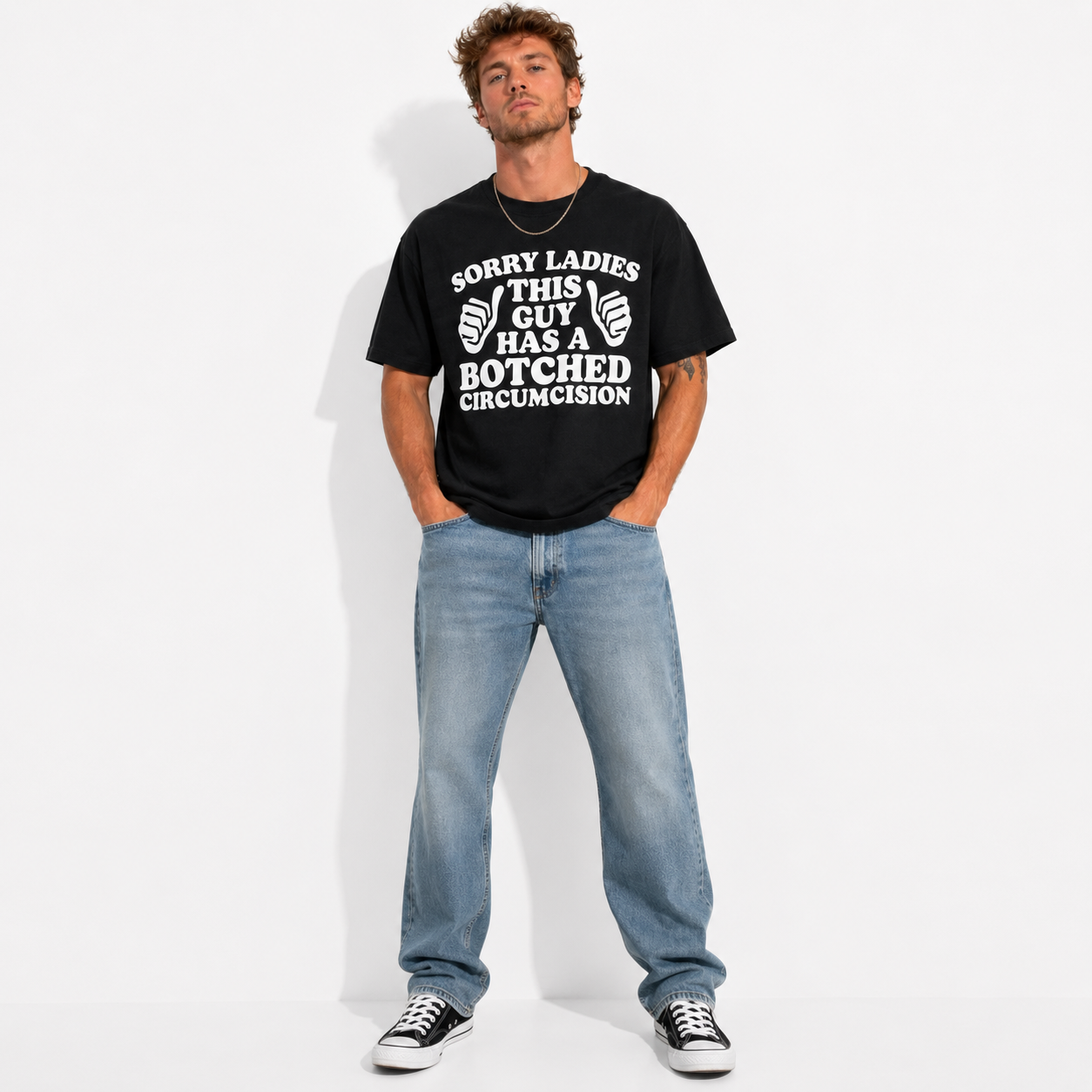 Funny Botched Circumcision Graphic T-Shirt Adult Humor Tee for Men