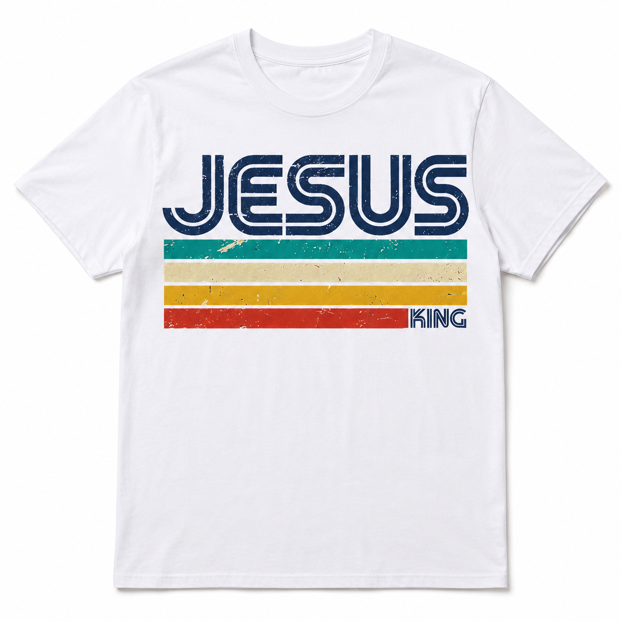 Men's Jesus King Retro Graphic T-Shirt Vintage Christian Faith Tee
