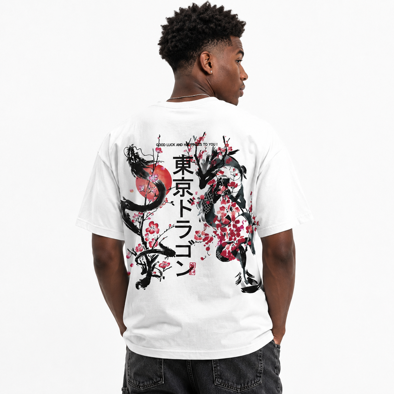 Japanese Dragon Sakura T-Shirt Tokyo Style Graphic Tee