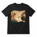 Funny Cat Swatting God's Hand Graphic T-Shirt for Men Meme Tee